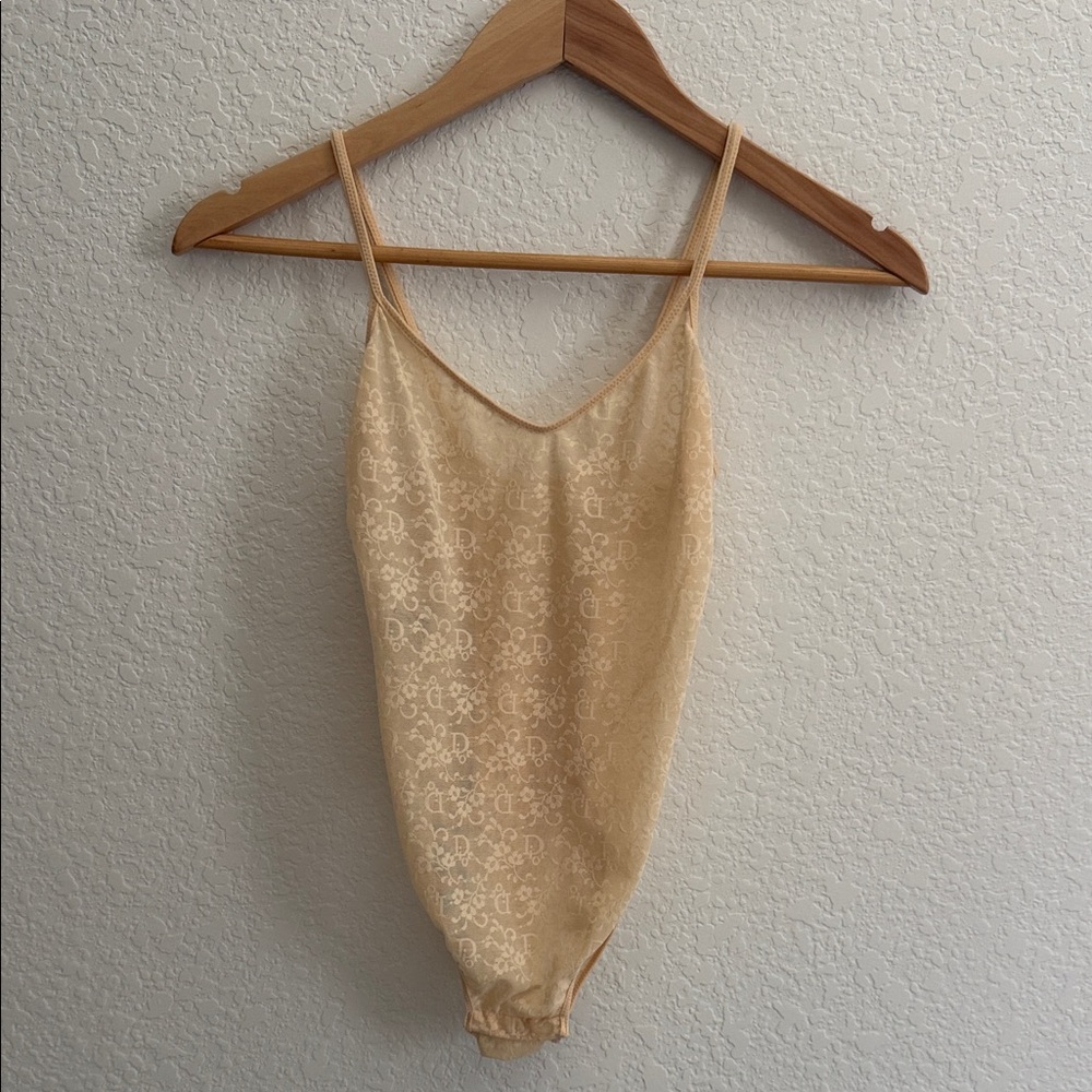 Christian Dior Intimates Vintage 80's Lace Monogram Bodysuit Size 32